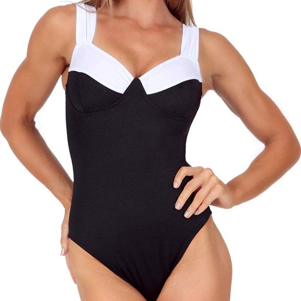 InstantFigure Black and White One Piece Swimsuit